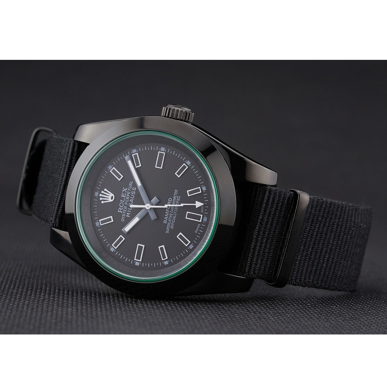 Rolex aaa copy 622001 Strap Milgauss Bamford Rolex Nylon Black 0823